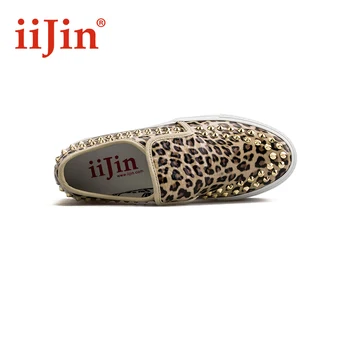 IIJIN augstas kvalitātes Iela leopards drukāt rakstu kniežu paslīdēt uz punk stilā platformu zemu top čības papēža palielināt sieviešu kurpes