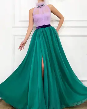 Ilgi Sexy arābu Vakara Kleita 2020. Gadam-line Augstu Šķēlumu Pliks Top Fāzēm Kristāli Libāna WomenFormal Vakara Tērpi