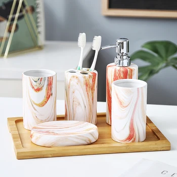Imitācija marmora, keramikas vannas istabas piederumi ziepju dozatoru / zobu suku turētājs / soap box mazgāšanas komplektu mājās vannas istabas piederumi