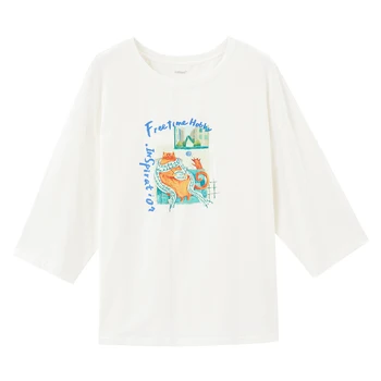 INMAN Balts T-Krekls Pavasara Rudens Arty Cēloņu Apaļā Apkakle Interesanti Cat Modelis Ērtas Kokvilnas T-Krekls