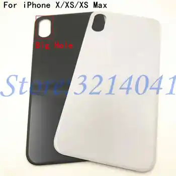 IPhone X XS XS MAX Liels Caurums Aizmugurējā Stikla Akumulatora Vāka Aizmugurējās Durvis Mājokļu Lietu Atpakaļ Stikla Vāks Ar Logo