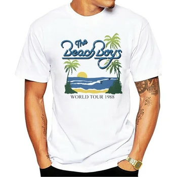 Ir 2021. Atpūtas Modes kokvilnas O-veida kakla T-krekls Reti Beach Boys Balts Asv, Izmērs S-2Xl Moderns Streetwear