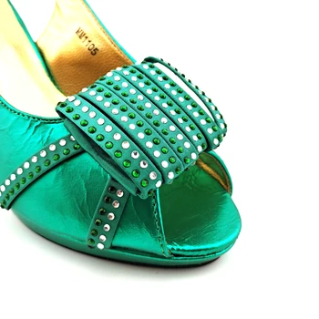 Ir 2021. Jaunas Ielidošanas Nigērijas Modes Stila Karstā Pārdošanas Āfrikas Augstiem Papēžiem itāļu Dizaina Kurpes un Soma, noteikti Puse Zaļā Krāsā