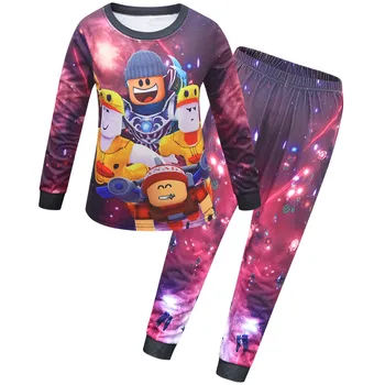 Ir 2021. Jaunu Bērnu Robloxing Sleepwear Pidžamas Bērniem Ziemassvētku Pijamas Mājas Apģērbs Zēniem ar garām piedurknēm Topi Ziemas apģērbu