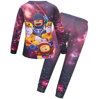 Ir 2021. Jaunu Bērnu Robloxing Sleepwear Pidžamas Bērniem Ziemassvētku Pijamas Mājas Apģērbs Zēniem ar garām piedurknēm Topi Ziemas apģērbu