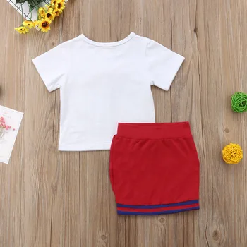 Ir 2021. pilnīgi Jauns 1-ź5 y Vasaras Toddler Baby Girl Apģērbu Komplekti Ziedu Izšuvumu Baltais Kokvilnas T-Krekli, Topi, Sarkana Mini Zīmuli Svārki