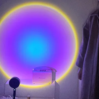Ir 2021. USB Pogu Varavīksnes Saulrieta Projektoru Atmosfēru Led Nakts Gaisma Mājās Coffe Shop Fona Sienu Apdare Krāsains Lampas