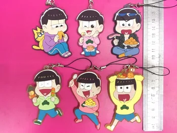 Izlases nosūtīt 6pcs/daudz Osomatsu San Oriģināls Japāņu anime zīmējums gumijas, Silikona salda smarža mobilo telefonu piekariņi keychain siksna