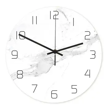 Izsmalcinātu Sienas Pulkstenis Akrila Baltā Marmora Graudu Apaļā Pulkstenis Radošo UV Pulkstenis bez Akumulatora Nē.CC065