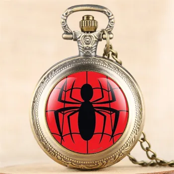 Izsmalcinātu Spider Kvarca Retro Kabatas pulkstenis Kulons Pulkstenis ar Fob Kaklarota Ķēdes Labāko Dzimšanas dienas Dāvanas Zēni Meitenes