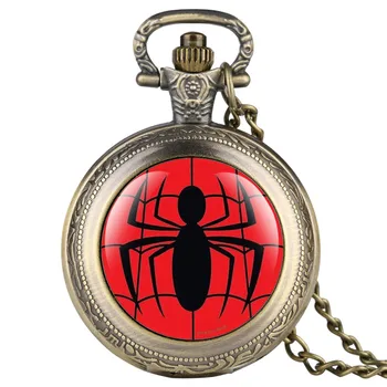 Izsmalcinātu Spider Kvarca Retro Kabatas pulkstenis Kulons Pulkstenis ar Fob Kaklarota Ķēdes Labāko Dzimšanas dienas Dāvanas Zēni Meitenes