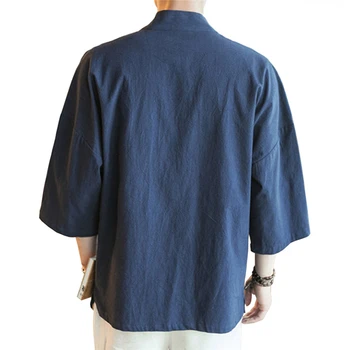 Izšuvumi Vīriešiem Japāņu Yukata Mētelis, Jaka Kimono Outwear Kokvilnas Vintage Retro Zaudēt Top Modes Plus Lieluma M-5XL 904-832