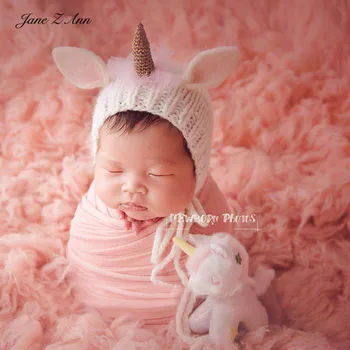 Jane Z Ann NewbornLovely Unicorn Mīksts adīts kostīms roku cepuri, studio šaušanas piederumi