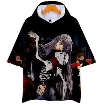 Japāņu Stila Anime Black Butler Kapuci T Krekls, Vīriešu, Sieviešu, Bērnu T ar Kapuci Īsām Piedurknēm pelēkā vārna Tee Vasaras Zaudēt Kabatas