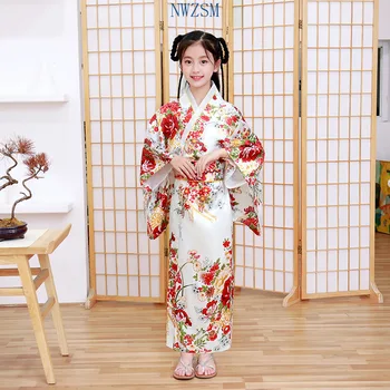 Japāņu Stila Meitenes Tradicionālo Kimono Bērniem Sākotnējā Ao Dai Yukata Kāzu Kleitu Bērnu Deju Haori Harajuku Cosplay Kostīmi