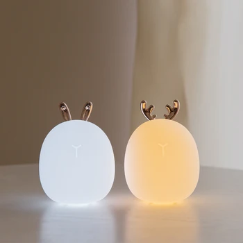 Jauki Gudrs Trušu Briežu LED Lampas Wireless Touch Sensors Silikona Bērniem Bērniem Bērnu Gultas Dekorēšanai Ziemassvētku Nakts Gaisma