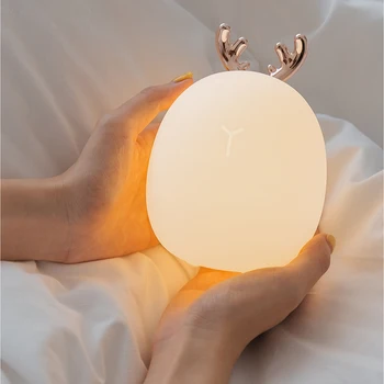 Jauki Gudrs Trušu Briežu LED Lampas Wireless Touch Sensors Silikona Bērniem Bērniem Bērnu Gultas Dekorēšanai Ziemassvētku Nakts Gaisma
