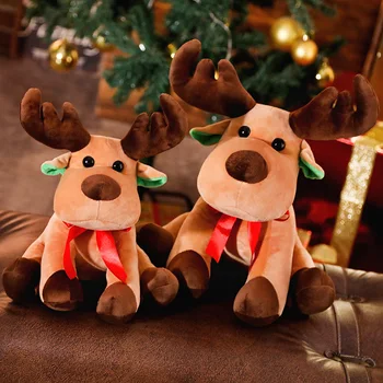 Jauki Jaunu 25cm 1gab. Cute Ziemassvētku Elk Plīša Rotaļlietas Pildījumu Mīkstas Briežu Dāvana Lelle Bērniem Bērnu Ziemsvētki Māju Apdare, Dekoratīvi