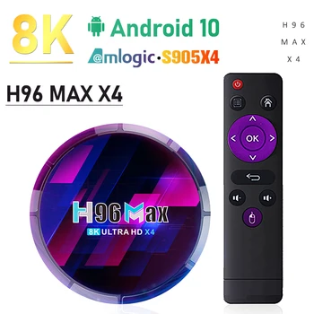 Jaunas Ielidošanas H96 MAX X4 Smart TV BOX Android 10 Amlogic S905X4 TVBOX H. 265 8K Ultra HD Displejs 2.4 G&5G Wifi 3D televizora Kastē