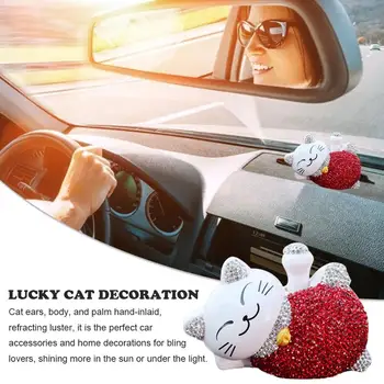 Jaunas Ielidošanas Saules Beckoning Kaķis Laimīgs Kaķis Rotājumi Rhinestone Auto Rotājumi Ar Dimanta Automašīnu Dekorēšana Laimīgs Kaķis