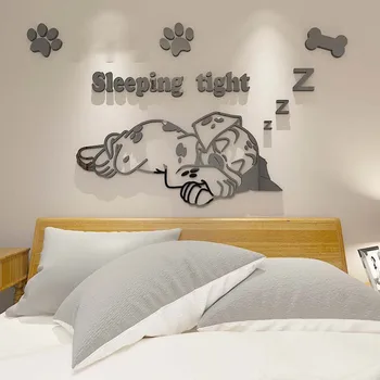 Jaunas multfilmas akrila sienas uzlīmes gudrs Raibais suns 3D DIY stereo bērnu istabas, Bērnu, guļamistabas gultas dekoratīva sienas uzlīme