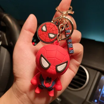 Jaunas Multfilmas Supervaronis Kawaii Keychain Kapteinis Spider Anime Attēls Silikona Keyring Auto Atslēgu Ķēdes Radošo Sieviešu Soma Kulons