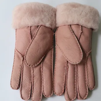 Jaunas Ziemas Super Silts Aitas Kažokādu Sieviešu Vilnas Cimdi Ziemā Silts Modes Aitādas Sabiezējums rokām šūti cimdi & pirkstaiņi