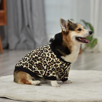 Jauno Modes Mājdzīvnieku Apģērbu Rudens un Ziemas Tumšā Vilnas Velcro Suns Mētelis Leopard Ziemas Suņu Jaka Apģērbs Vestes