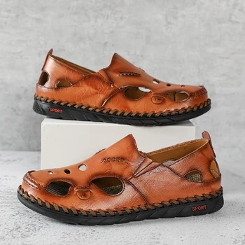 Jauns Liela izmēra 38-46 Vīriešu Sandales Vasaras Modes Pludmales Sandales Vīriešu Ādas Ikdienas Apavi Mīksta, neslīdoša Sandales zapatos de hombre