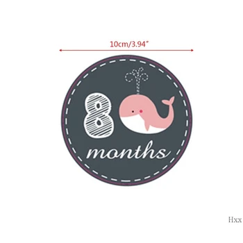 Jaunu 1-12 Mēnešu Karikatūra Vaļu Modelis Jaundzimušo Kārta Ikmēneša Uzlīmes