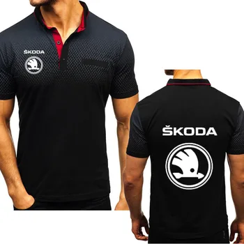 Jaunu 2020. gadā Vīriešu īsās piedurknes, lai Skoda Automašīnu Logo Uzdrukāts Vasaras Augstas Kvalitātes Kokvilnas Slīpums gadījuma Vīriešu polo krekls