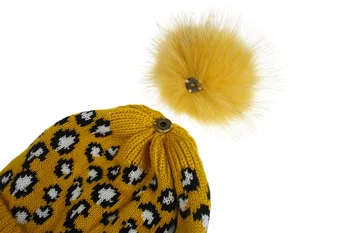 Jaunu 2020/W sieviešu leopards drukāt adīta cepure, šalle uzstādīt modes silts lielās kažokādas bumbiņu cepure ar noņemamu kažokādu bumbu 9 krāsas
