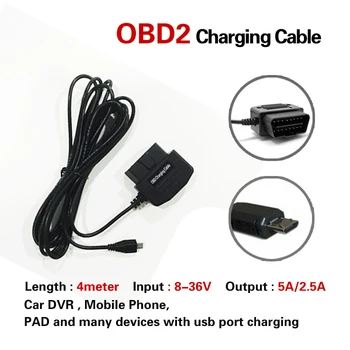 Jaunu OBD2 uz USB Micro-USB vai Mini USBConnector OBD 2 16pin OBDII Auto Uzlādes Lādētājs Pārvērst USB Kabelis