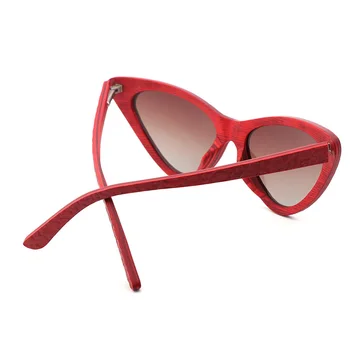 Jaunu Reljefs Saulesbrilles Koka Modes Dāmām, Kaķu Acu Polarizētās Saulesbrilles UV400 Sieviešu Roku darbs Bambusa Brilles Gafas de sol