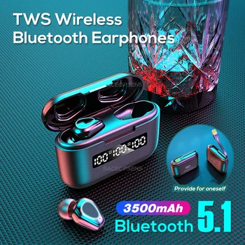 JAUNU TWS Sporta Bluetooth 5.1 Bezvadu Austiņas IPX5 Ūdensizturīgs Ar Uzlādes Kabelis Apakšā 9D HD Touch Contorl Austiņas
