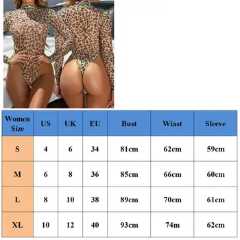 Jaunu Un Seksīgu Sieviešu Leopard Bodysuit Garām Piedurknēm High Cut Leotard Sandales Clubwear Jumpsuit Romper Modes Topi