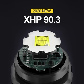 Jaunu XHP90.3 Augstu Jaudīgs LED Lukturītis Uzlādējams 18650 26650 Taktiskais Kabatas XHP90 XHP70 XHP50.2 Medību Laternas