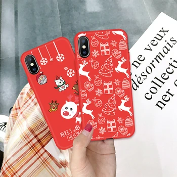 Jaunā Gada, Ziemassvētku Silikona Vāciņš iPhone XS Max XR X 6 S 6S 7 8 Plus 11 Pro Max Santa Claus Elk Modeli Tālrunis Mīksts Atpakaļ Gadījumā