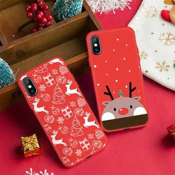 Jaunā Gada, Ziemassvētku Silikona Vāciņš iPhone XS Max XR X 6 S 6S 7 8 Plus 11 Pro Max Santa Claus Elk Modeli Tālrunis Mīksts Atpakaļ Gadījumā