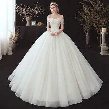 Jaunā Princese, balles Kleitas, Kāzu Kleitu 2020. Gadam Luksusa Mežģīņu apmetni de saviesīgs vakars Līgava Kleita Kāzu Kleitas Royal Vilcienu vestido de noiva