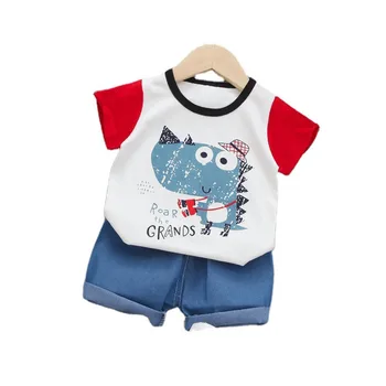 Jaunā Vasaras Bērnu Multfilmas Drēbes Baby Boy Meitene Modes T Krekls, Bikses, 2gab/komplekti, Bērnu un Zīdaiņu Apģērbu Toddler Kokvilnas Tracksuit