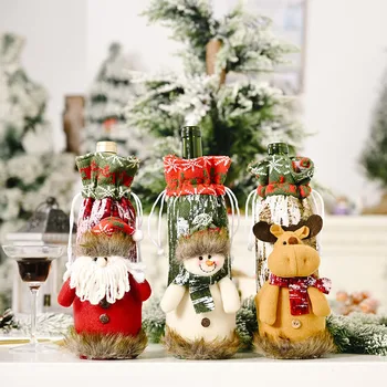 Jaunākās Ziemassvētku Vīna Pudeles Vāciņu Santa Claus Vīna Pudele, Soma, Ziemassvētku Rotājumi, Mājas, Vakariņas, Galda Dekori Jaunais Gads ir 2021.
