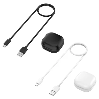 Jaunās Austiņas Bezvadu Lādēšanas Kaste Case for Galaxy Pumpuri Dzīvot melna balta Nomaiņa Uzlādes Lietā USB Tipa-C Uzlādes Kabelis