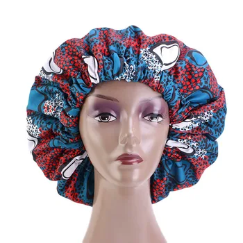 Jaunās lielās iespiesti divslāņu nightcap Āfrikas modelis drukas auduma Ankara stiept plaša brimmed cepuri nakts miega cepure