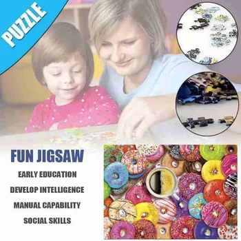 Jigsaw Puzzle 1000 Gabalus Jigsaw Kafija Un Virtuļi Puzles, Rotaļlietas Pieaugušajiem, Bērniem, Puzles Izglītības Rotaļlieta DIY Jigsaw Puzzle Montāža