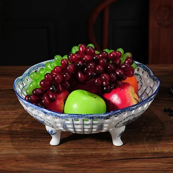 Jingdezhen sadursta keramikas augļu plate handpainted zilo un balto augļu plate dzīvojamā istaba tējas galda rotājumi radošo mājās