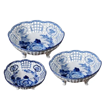 Jingdezhen sadursta keramikas augļu plate handpainted zilo un balto augļu plate dzīvojamā istaba tējas galda rotājumi radošo mājās