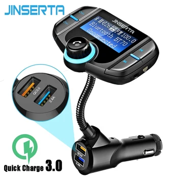 JINSERTA Bluetooth, FM Raidītājs Audio Auto Mp3 Atskaņotājs Bezvadu Kasauto FM Modulators, Brīvroku Automašīnas Komplekts QC3.0 Atbalstu TF USB AUX