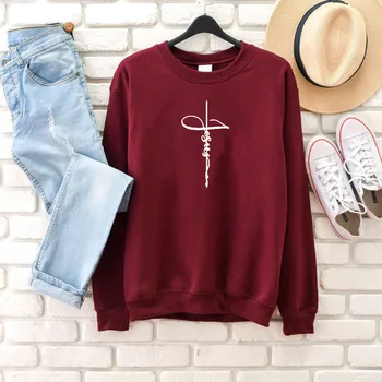 Jēzus ticība krusta sieviešu modes unsex sporta krekls Kristiešu Bībeli, kristības personības tīras kokvilnas gadījuma hipster džemperi, topi