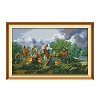 Jēzus un viņa Mācekļi Reliģiskās Rakstzīmes Cross Stitch Komplekti Izšuvumi Roku darbs Komplekti Pestītājs Jēzus Dekoratīvas Gleznas